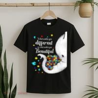 What Makes You Different Elephant Mom Autism Child Awareness T-Shirt thumb 2