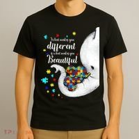 What Makes You Different Elephant Mom Autism Child Awareness T-Shirt thumb 3