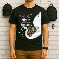 What Makes You Different Elephant Mom Autism Child Awareness T-Shirt thumb 6
