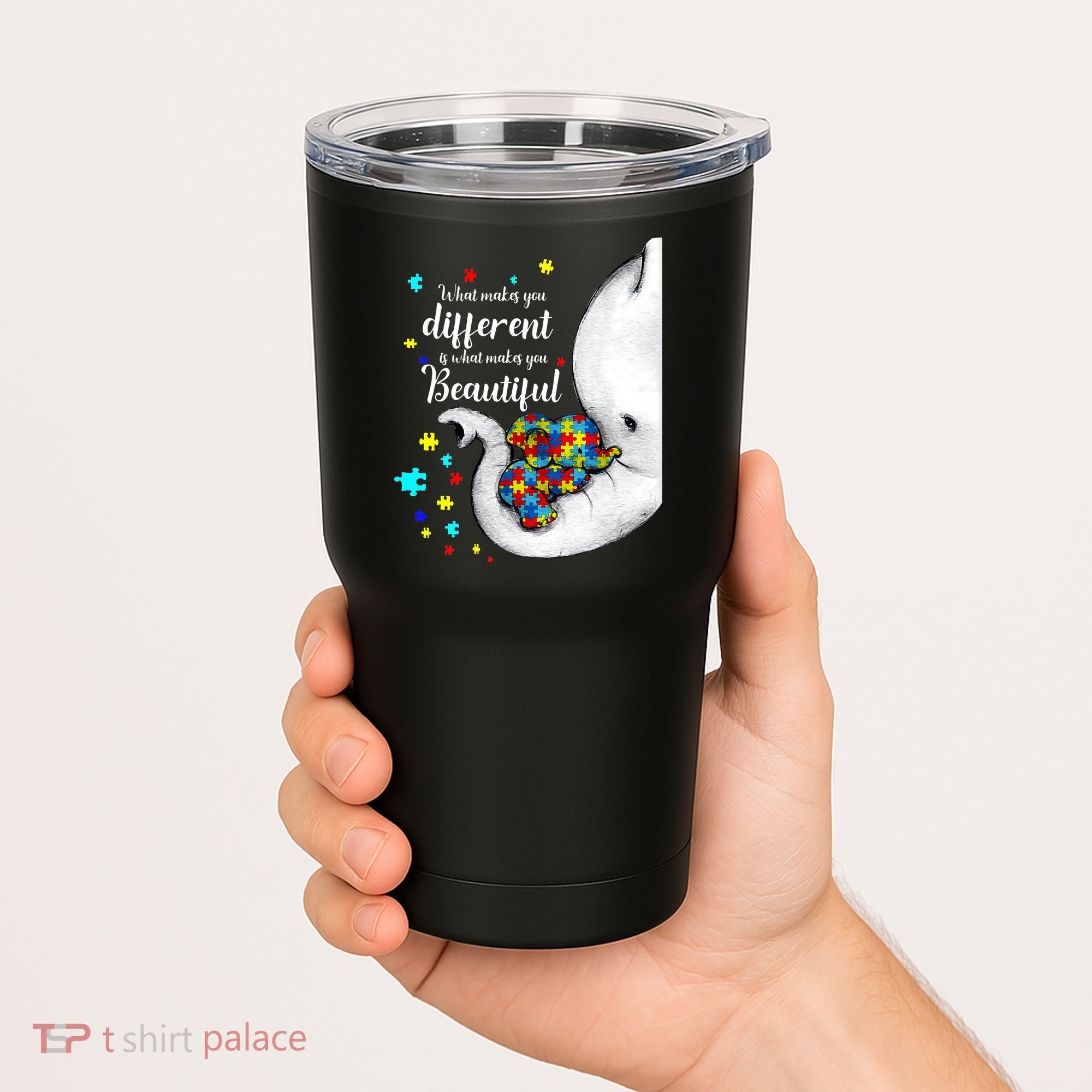 What Makes You Different Elephant Mom Autism Child Awareness Tumbler