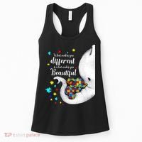 What Makes You Different Elephant Mom Autism Child Awareness Women's Tank Top thumb 0
