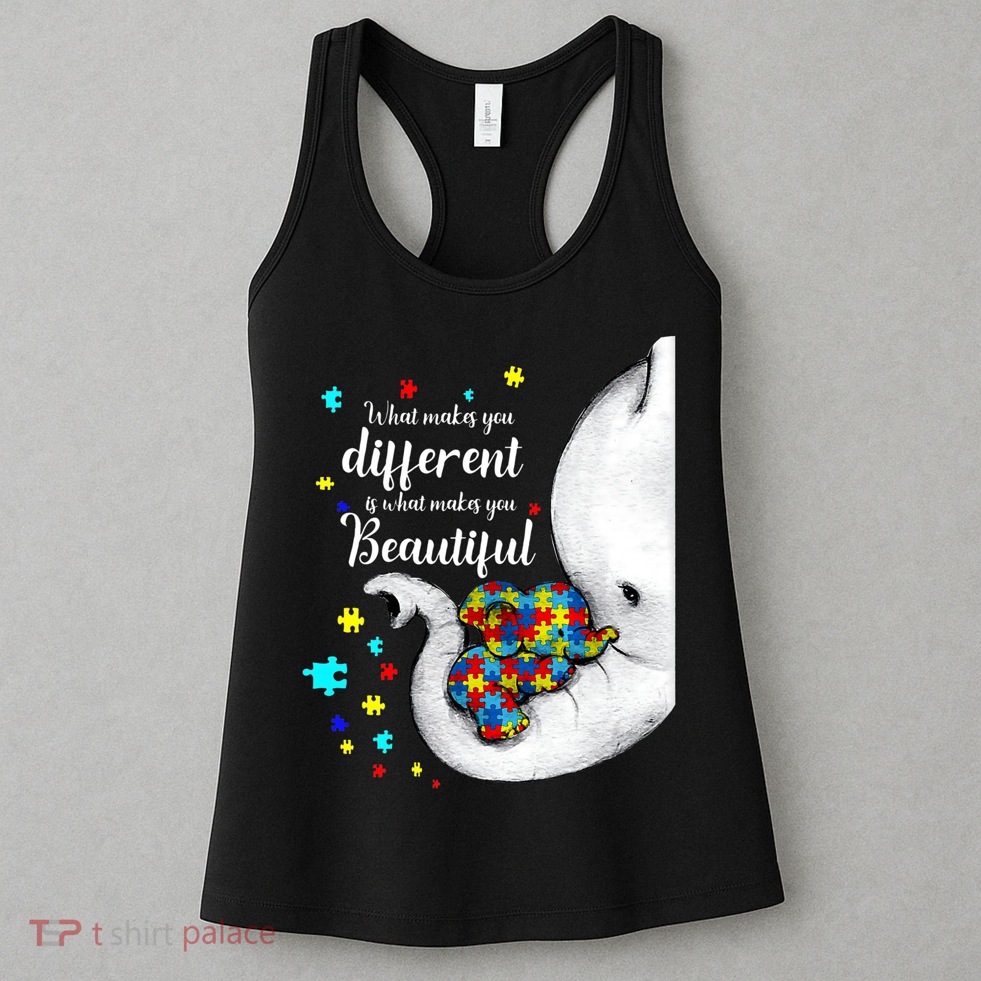 What Makes You Different Elephant Mom Autism Child Awareness Women's Tank Top