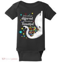 What Makes You Different Elephant Mom Autism Child Awareness Baby Bodysuit thumb 0