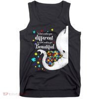 What Makes You Different Elephant Mom Autism Child Awareness Tank Top thumb 0