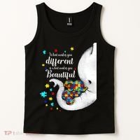 What Makes You Different Elephant Mom Autism Child Awareness Tank Top thumb 2