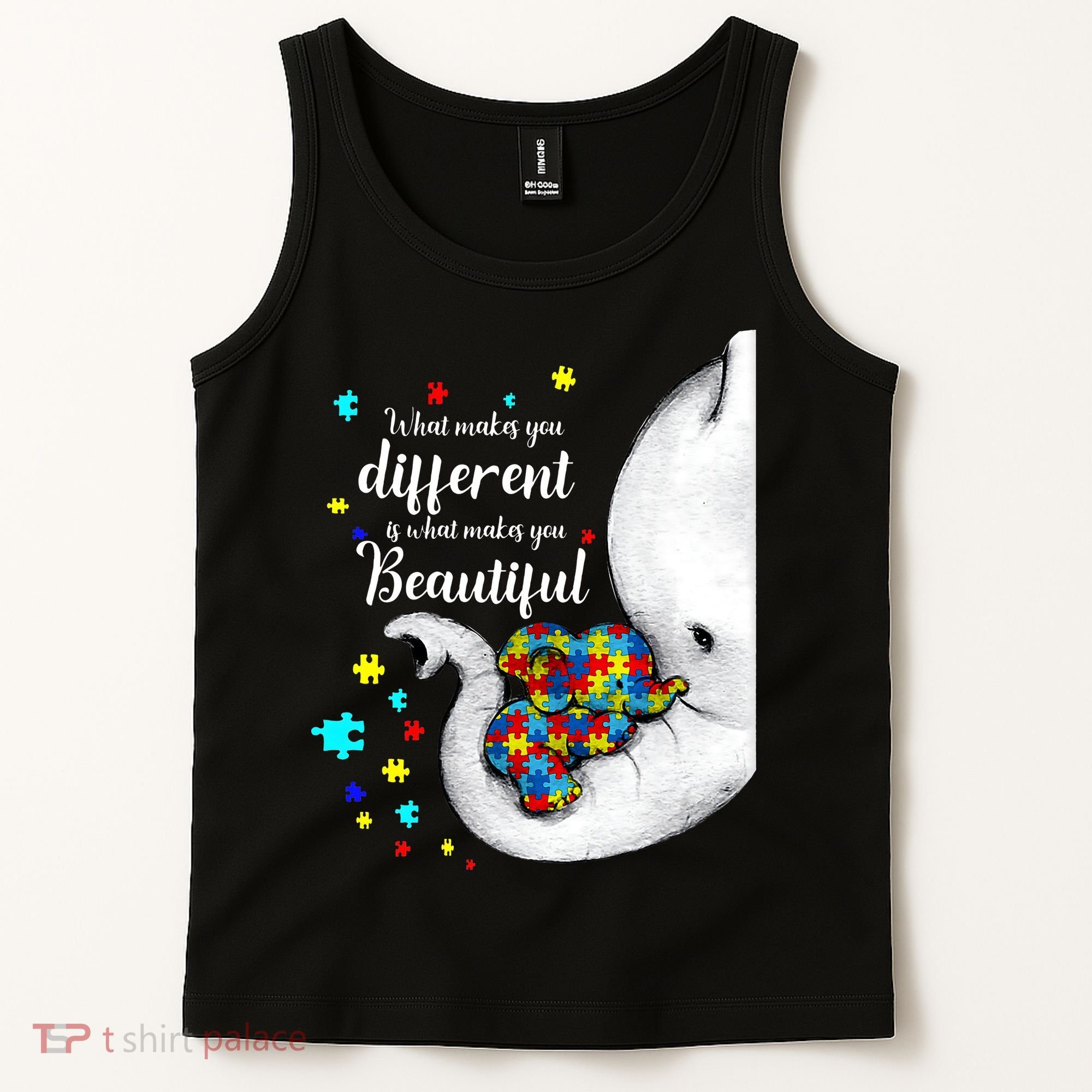 What Makes You Different Elephant Mom Autism Child Awareness Tank Top