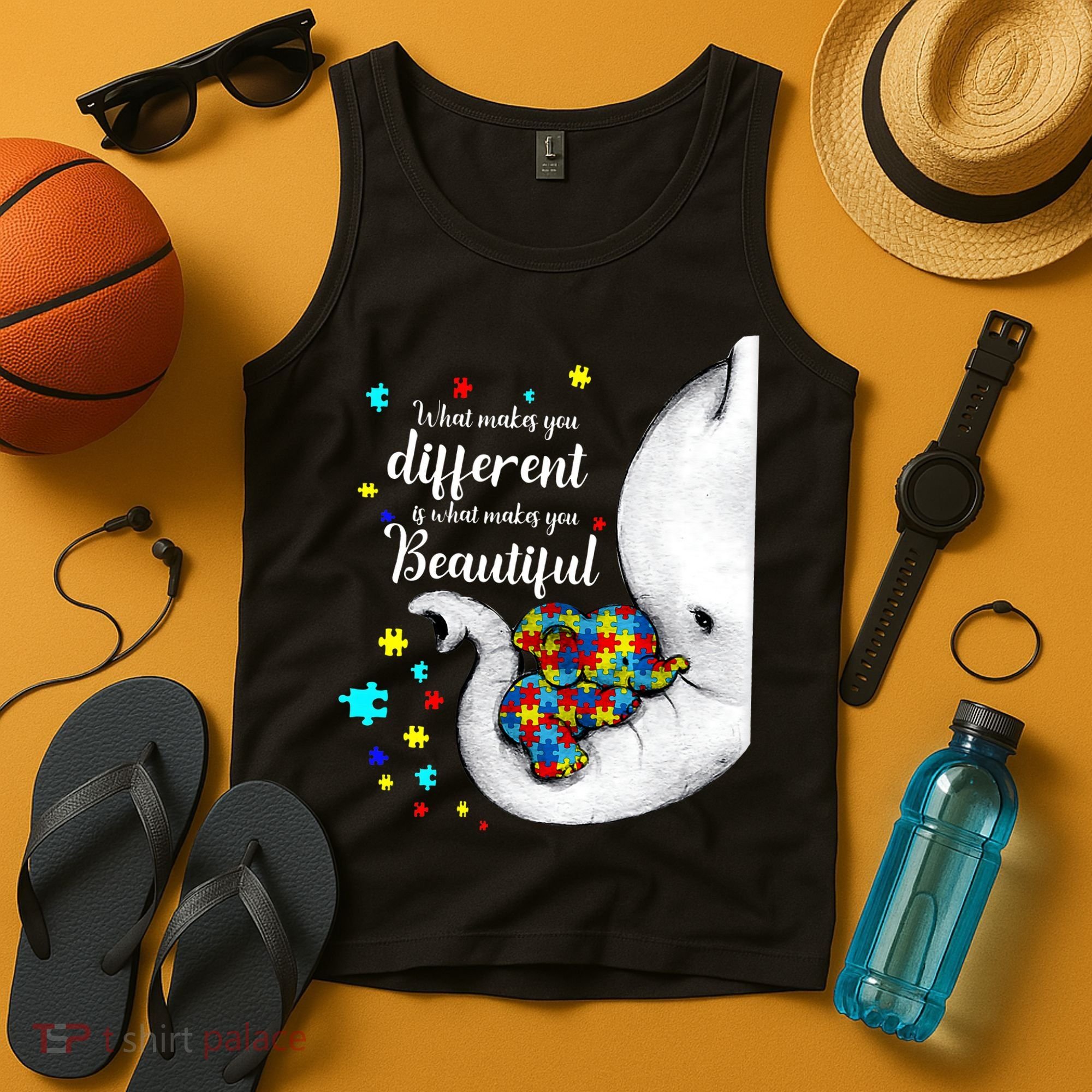 What Makes You Different Elephant Mom Autism Child Awareness Tank Top