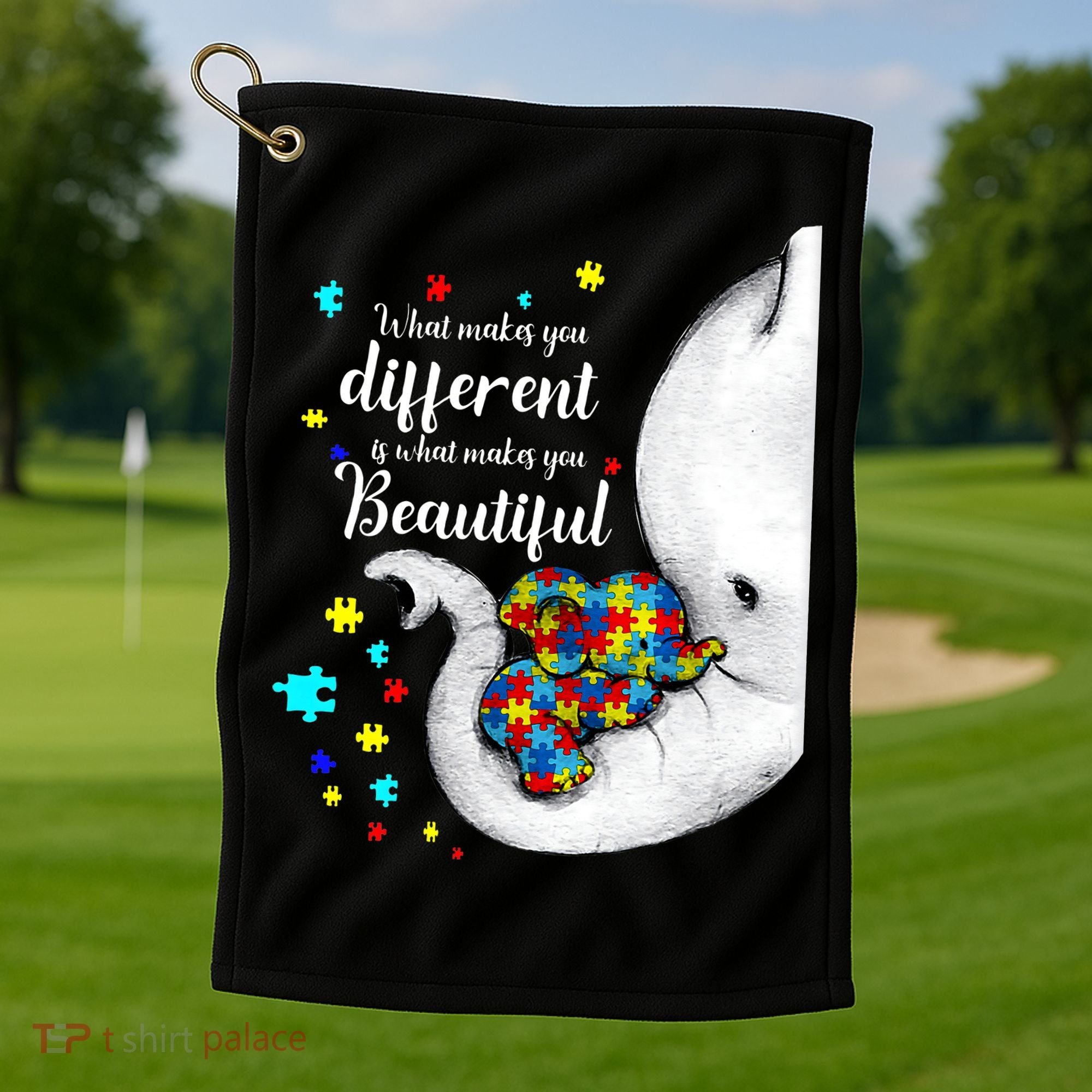 What Makes You Different Elephant Mom Autism Child Awareness Golf Towel