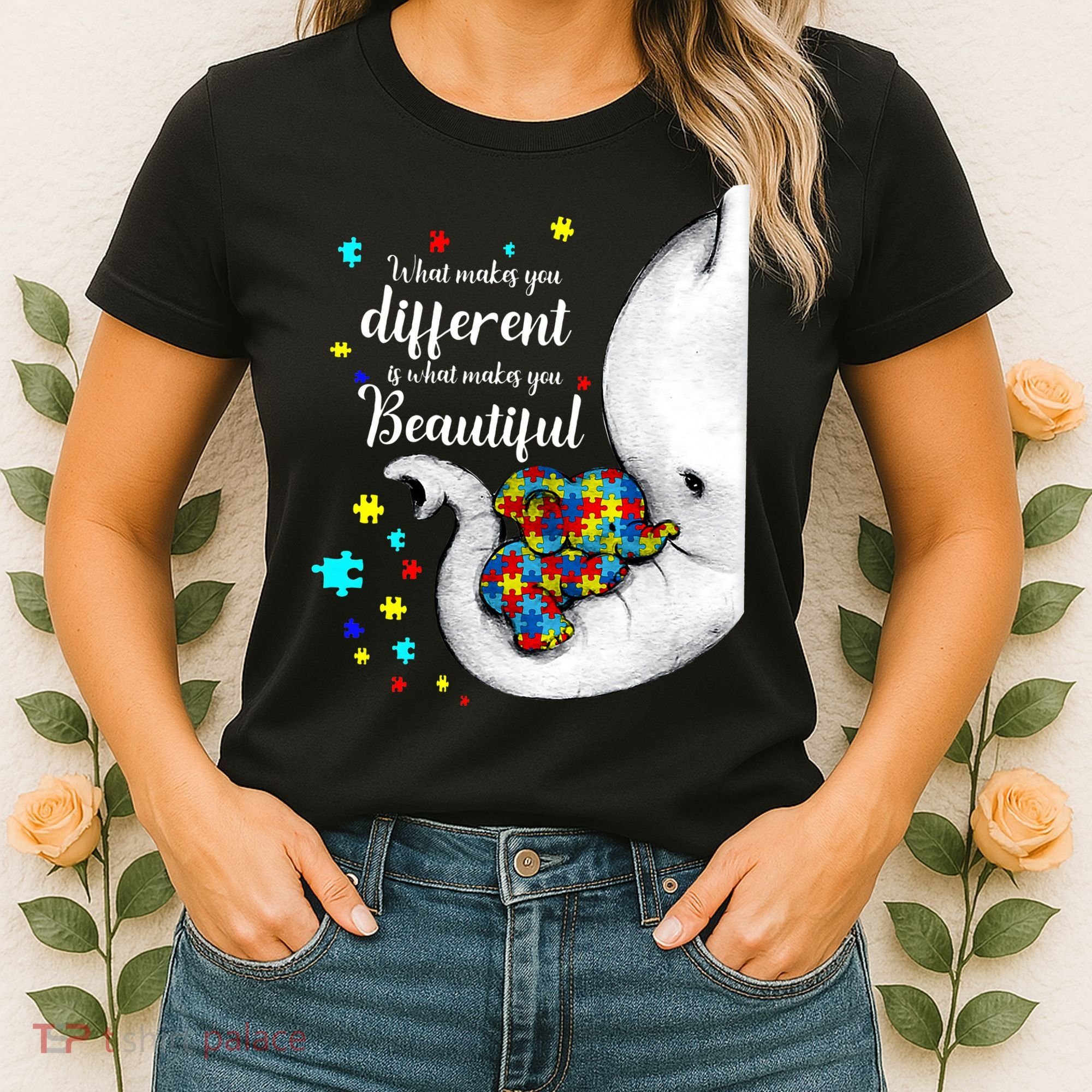 What Makes You Different Elephant Mom Autism Child Awareness Women's T-Shirt