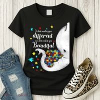 What Makes You Different Elephant Mom Autism Child Awareness Women's T-Shirt thumb 3