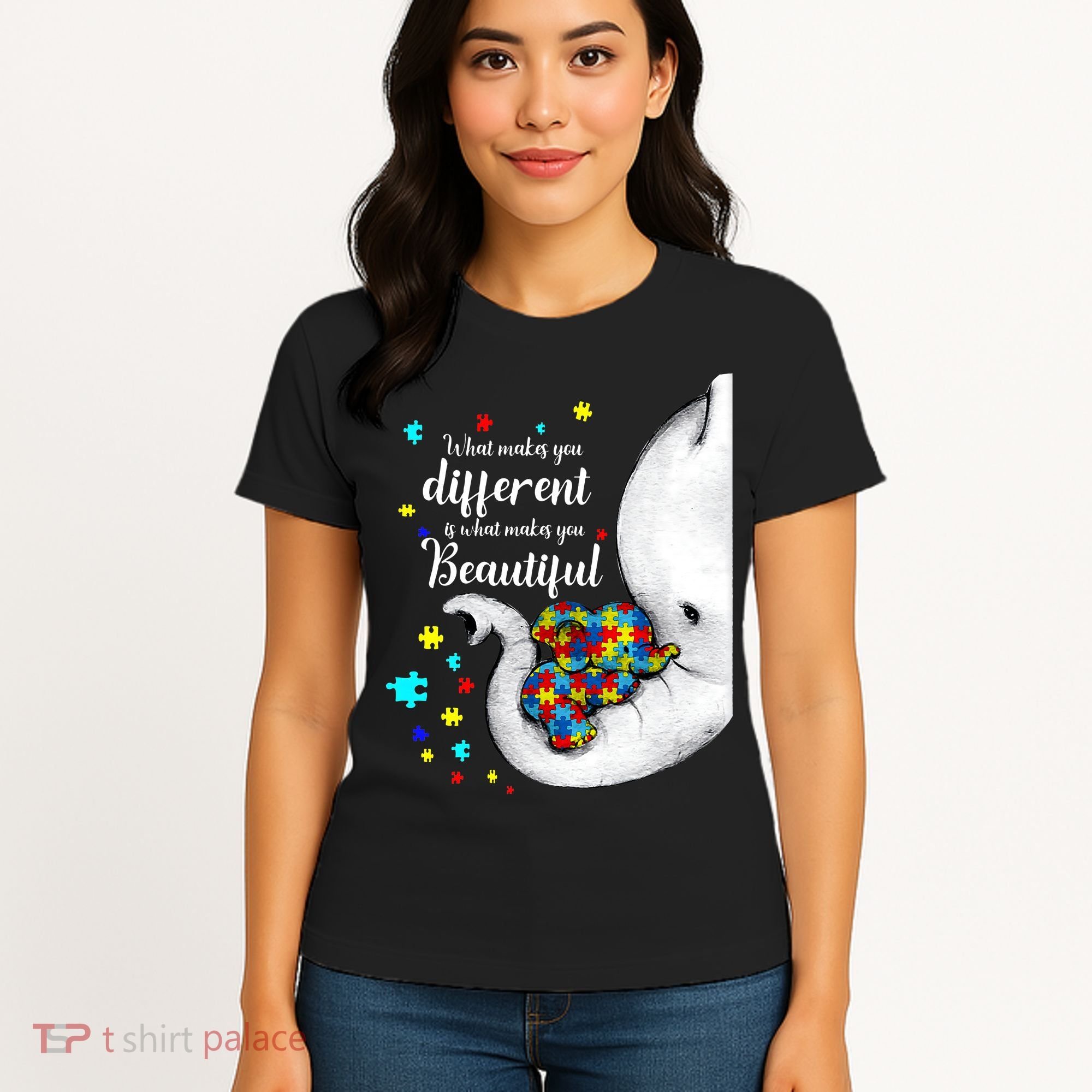 What Makes You Different Elephant Mom Autism Child Awareness Women's T-Shirt