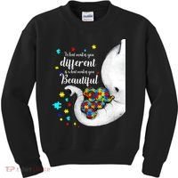 What Makes You Different Elephant Mom Autism Child Awareness Kids Sweatshirt thumb 0