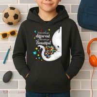 What Makes You Different Elephant Mom Autism Child Awareness Kids Hoodie thumb 2