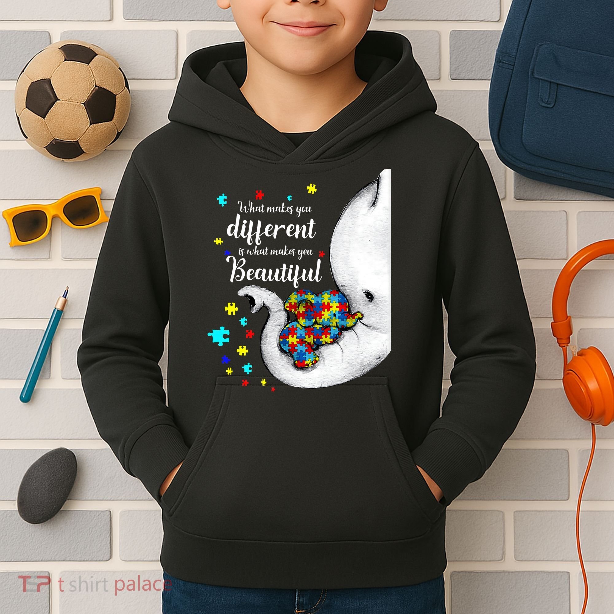 What Makes You Different Elephant Mom Autism Child Awareness Kids Hoodie