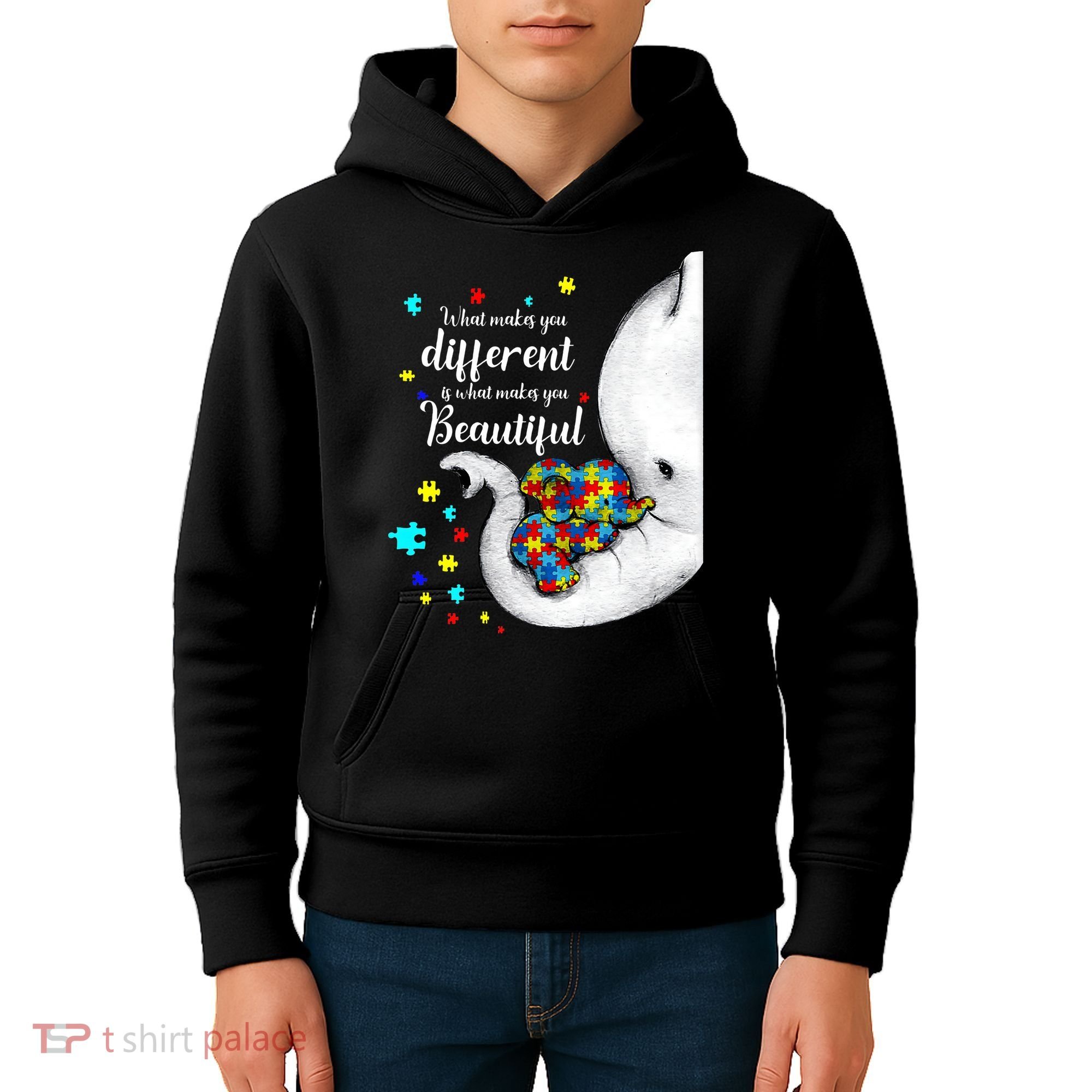 What Makes You Different Elephant Mom Autism Child Awareness Kids Hoodie