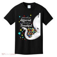 What Makes You Different Elephant Mom Autism Child Awareness Kids T-Shirt thumb 0