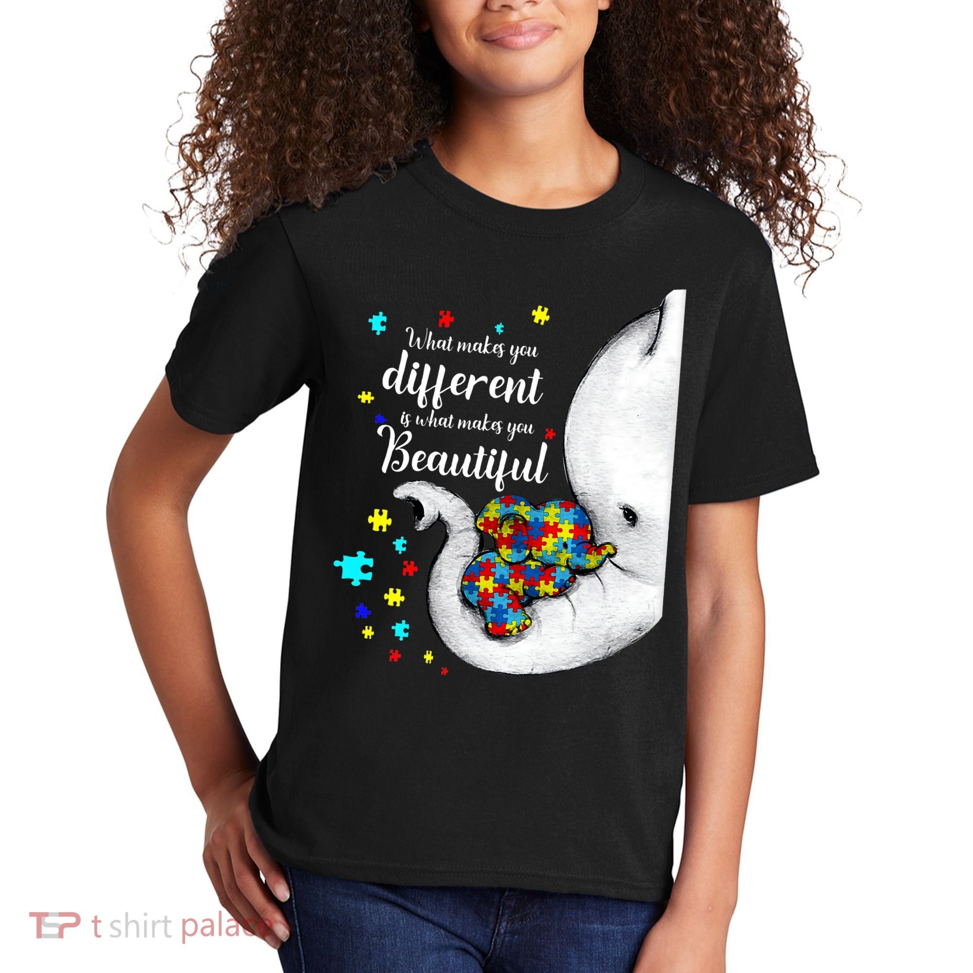 What Makes You Different Elephant Mom Autism Child Awareness Kids T-Shirt