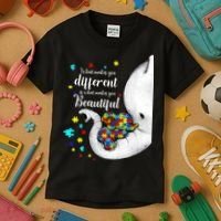 What Makes You Different Elephant Mom Autism Child Awareness Kids T-Shirt thumb 3