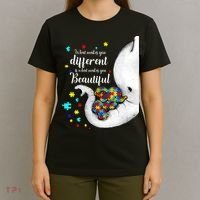 What Makes You Different Elephant Mom Autism Child Awareness T-Shirt thumb 4