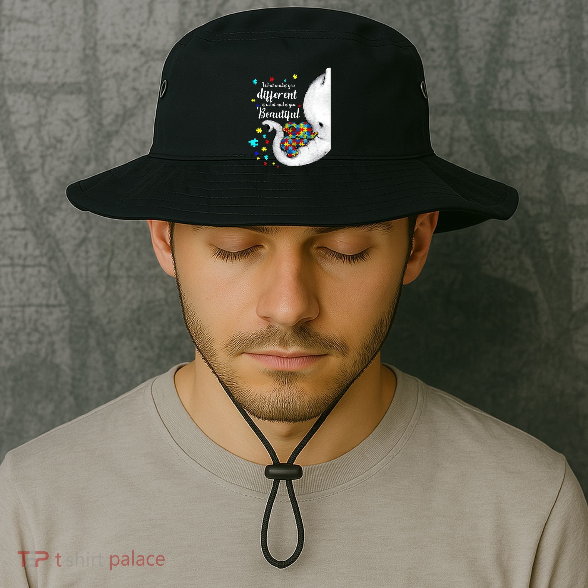 What Makes You Different Elephant Mom Autism Child Awareness Bucket Hat