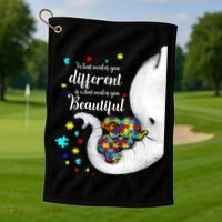What Makes You Different Elephant Mom Autism Child Awareness Golf Towel thumb 1