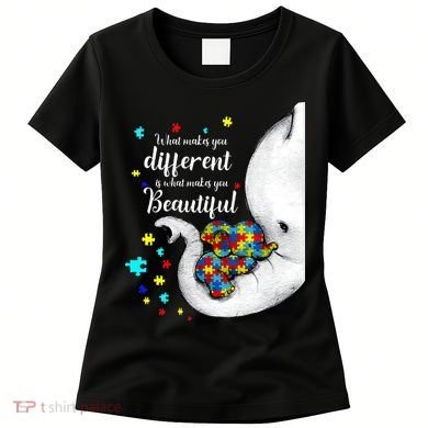 What Makes You Different Elephant Mom Autism Child Awareness Women's T-Shirt