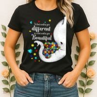 What Makes You Different Elephant Mom Autism Child Awareness Women's T-Shirt thumb 2