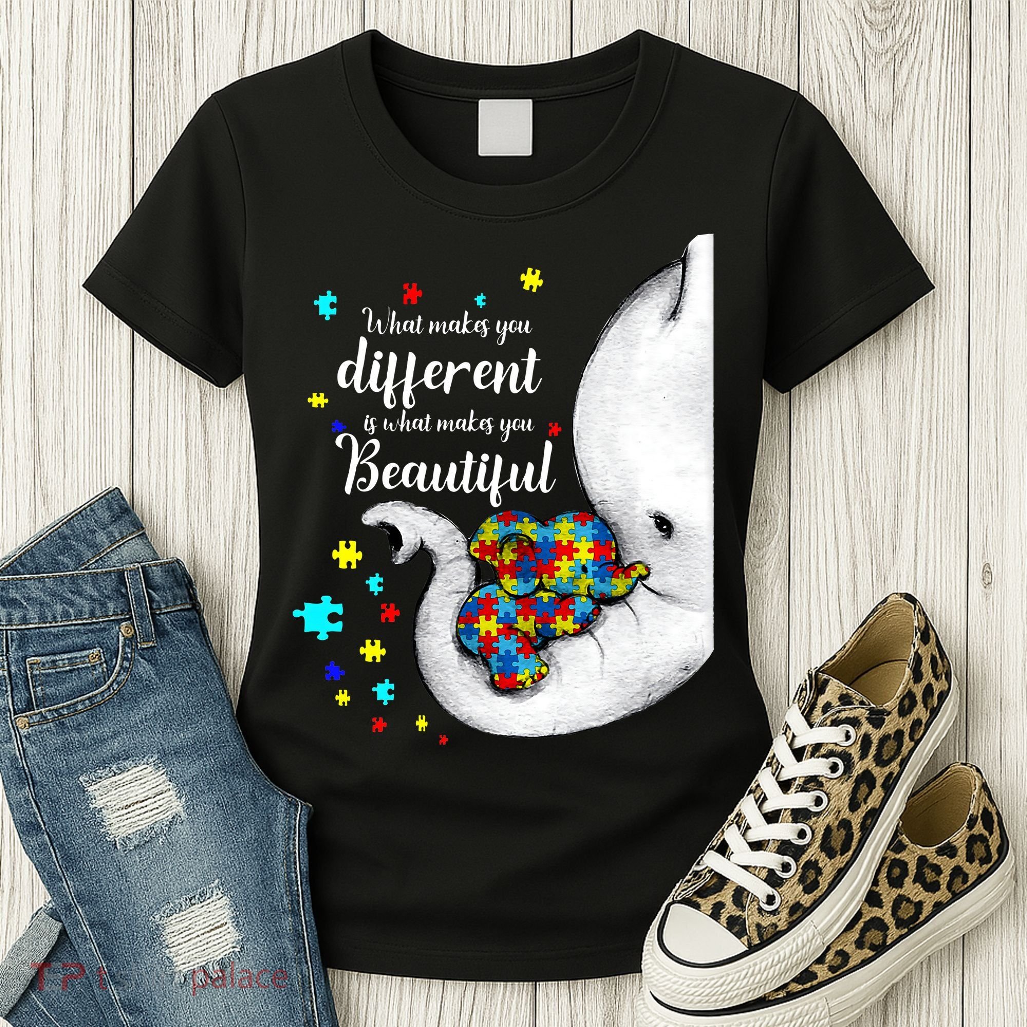 What Makes You Different Elephant Mom Autism Child Awareness Women's T-Shirt