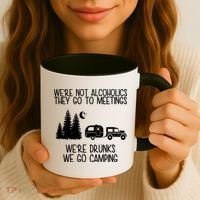 We're Not Alcoholics We're Drunks We Go Camping Coffee Mug thumb 3