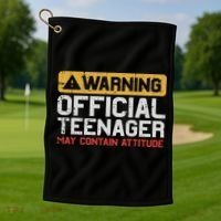 Warning Nager Attitude 13th Birthday Golf Towel thumb 1