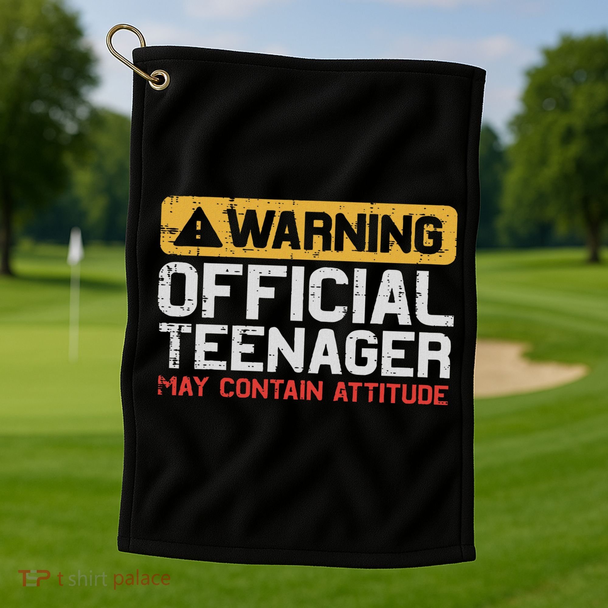 Warning Nager Attitude 13th Birthday Golf Towel