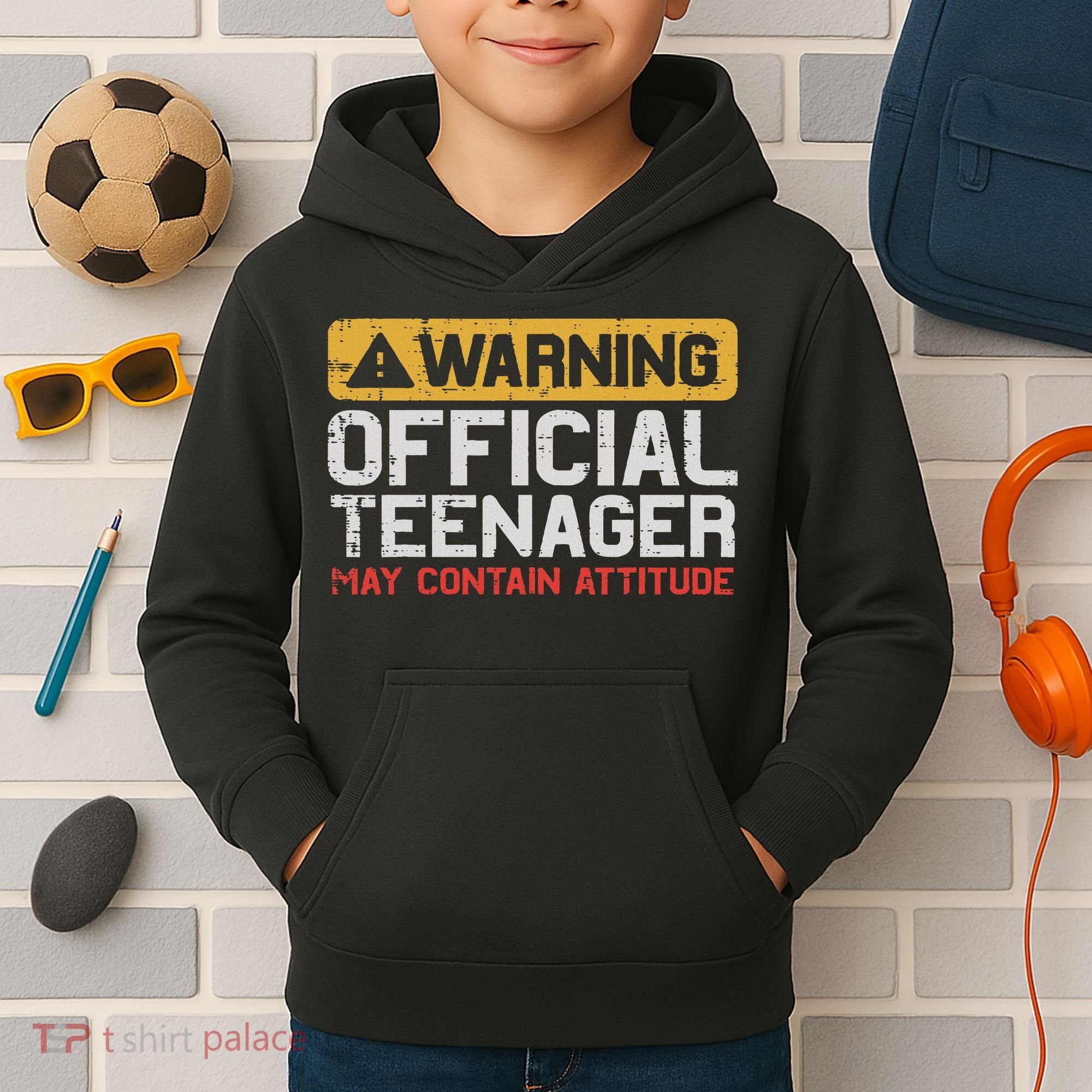 Warning Nager Attitude 13th Birthday Kids Hoodie