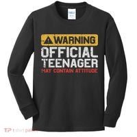 Warning Nager Attitude 13th Birthday Kids Long Sleeve Shirt thumb 0