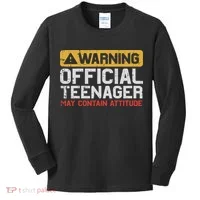 Warning Nager Attitude 13th Birthday Kids Long Sleeve Shirt thumb 0
