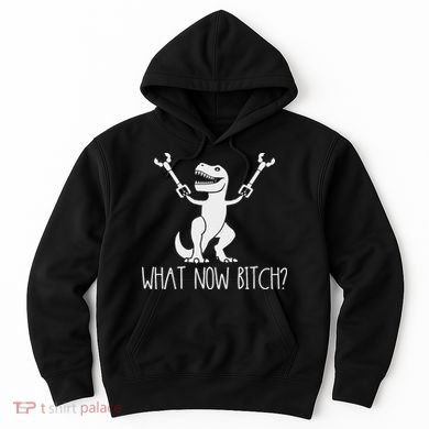 What Now Bitch Funny T Rex Dinosaur Hoodie