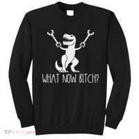 What Now Bitch Funny T Rex Dinosaur Sweatshirt thumb 0