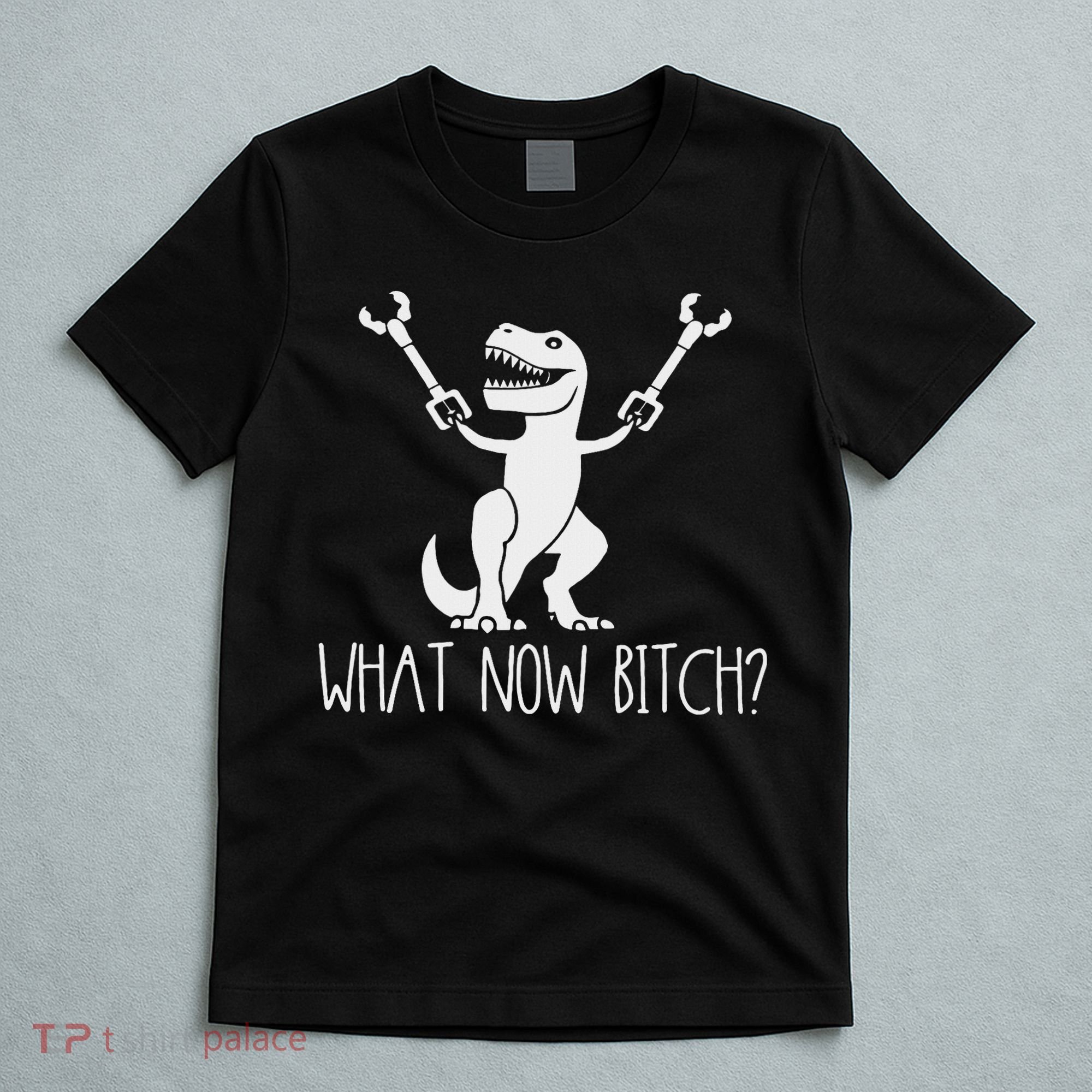What Now Bitch Funny T Rex Dinosaur T-Shirt