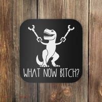 What Now Bitch Funny T Rex Dinosaur Coaster thumb 0
