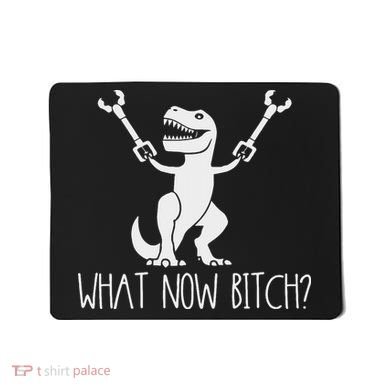 What Now Bitch Funny T Rex Dinosaur Mousepad