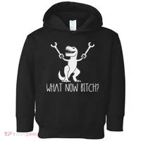 What Now Bitch Funny T Rex Dinosaur Toddler Hoodie thumb 0