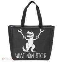 What Now Bitch Funny T Rex Dinosaur Tote Bag thumb 0