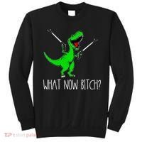 What Now Bitch Funny T Rex Dinosaur Sweatshirt thumb 0