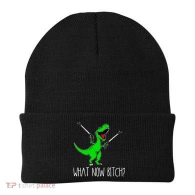 What Now Bitch Funny T Rex Dinosaur Beanie