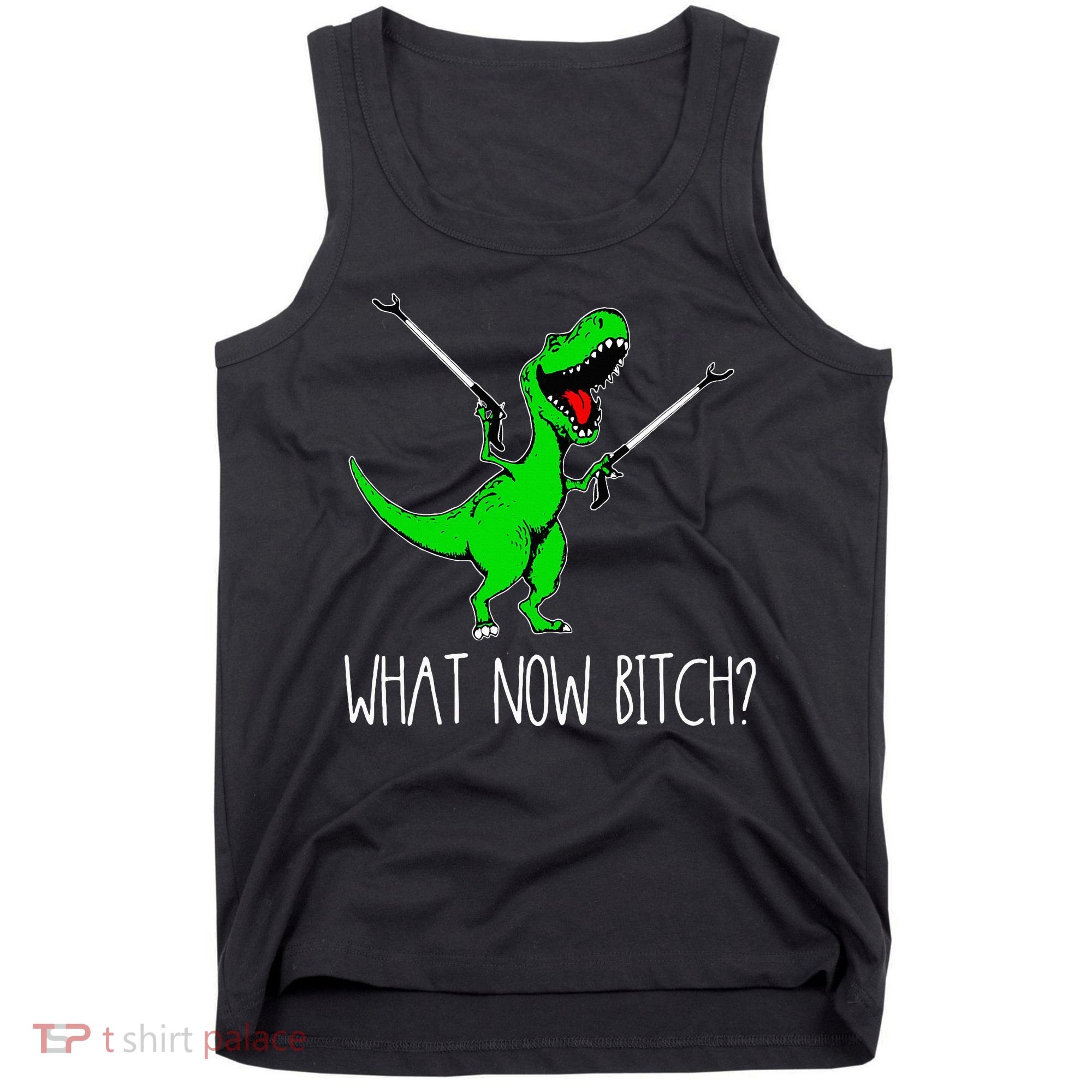 What Now Bitch Funny T Rex Dinosaur Tank Top
