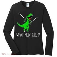 What Now Bitch Funny T Rex Dinosaur Women's Long Sleeve Shirt thumb 0