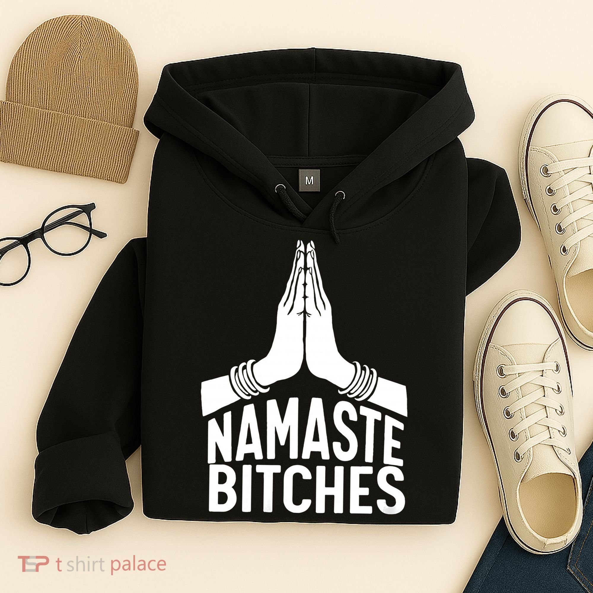 Womens Namaste Bitches Funny Yoga Hoodie