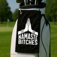 Womens Namaste Bitches Funny Yoga Golf Towel thumb 2