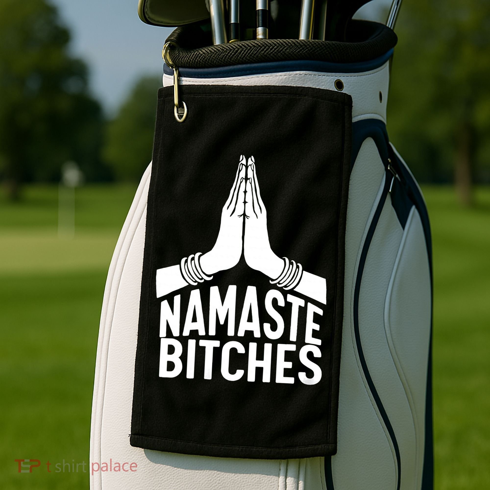 Womens Namaste Bitches Funny Yoga Golf Towel