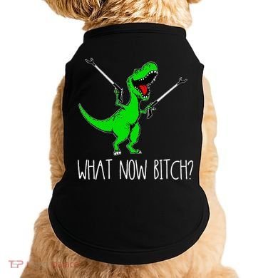 What Now Bitch Funny T Rex Dinosaur Doggie Tank