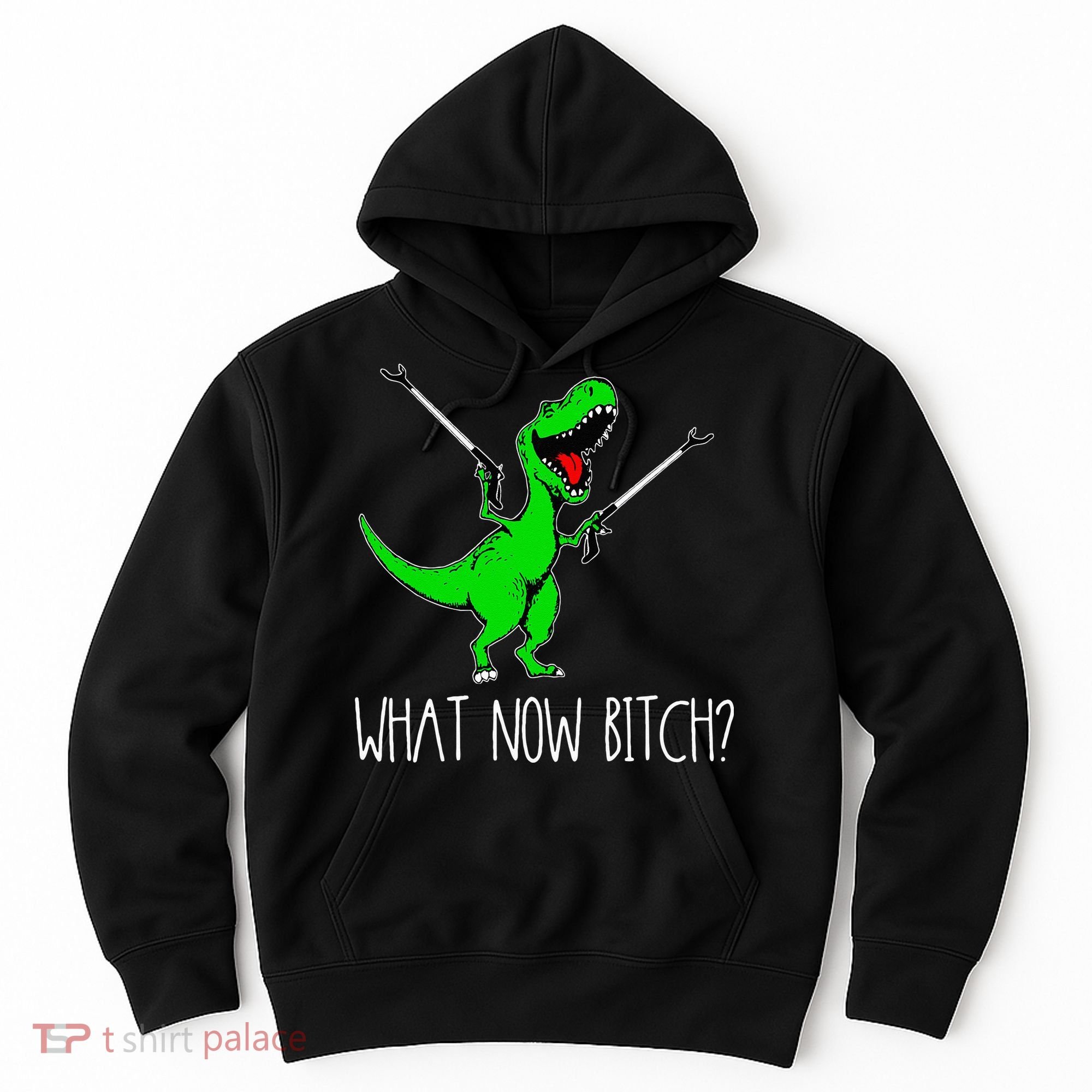 What Now Bitch Funny T Rex Dinosaur Hoodie